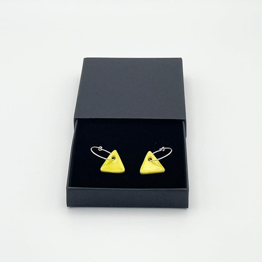 Porcelain sunshine yellow triangle earrings