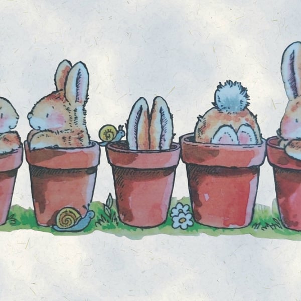 New 'Bunnies in Pots' Easter Clear Craft Stamp