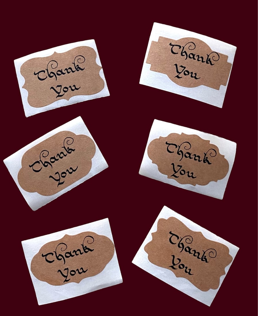 Elegant Vintage Calligraphy "Thank You” stickers Customisable 