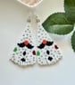 Christmas snow-gnome snowman beadwork earrings - Image 3