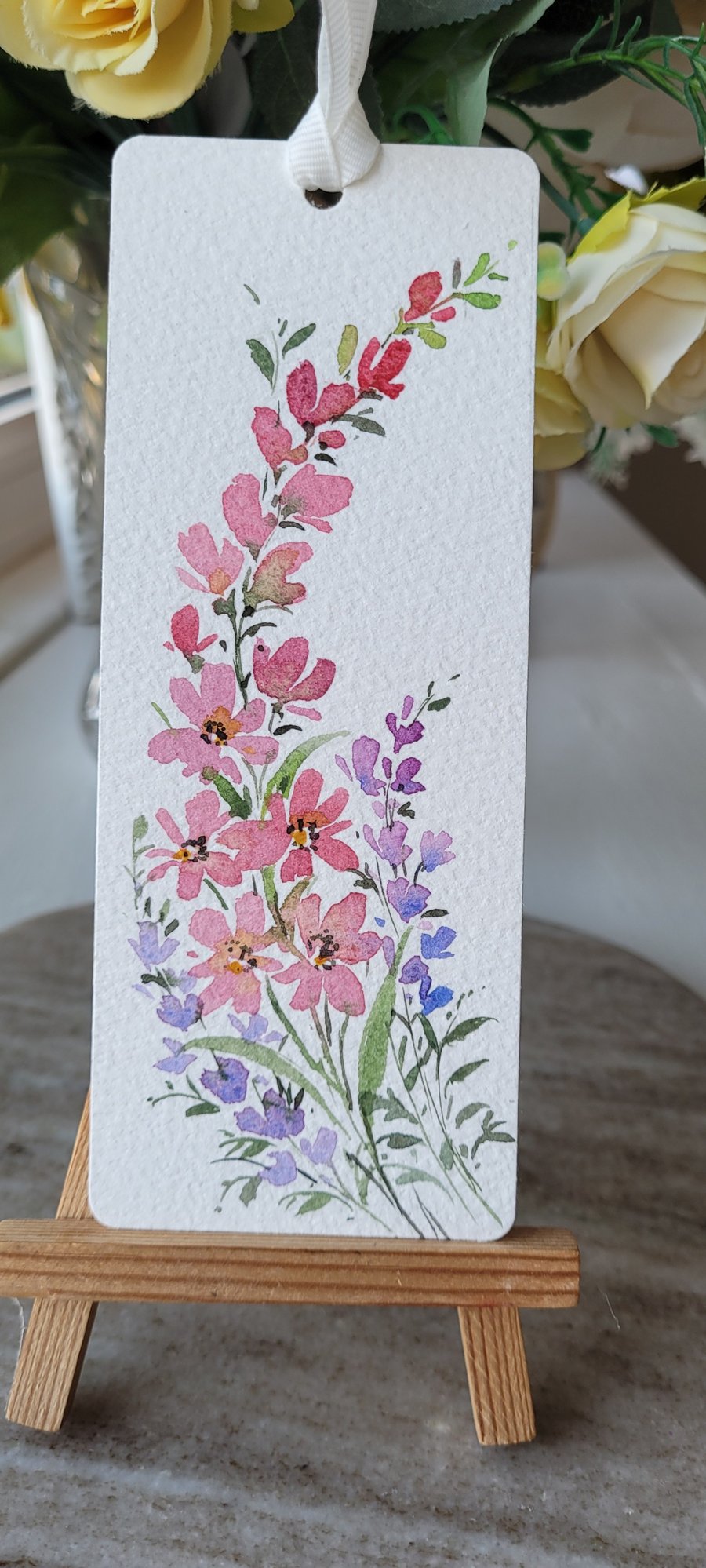 Original watercolor floral bookmark, wild flowers, gift for readers, book lovers