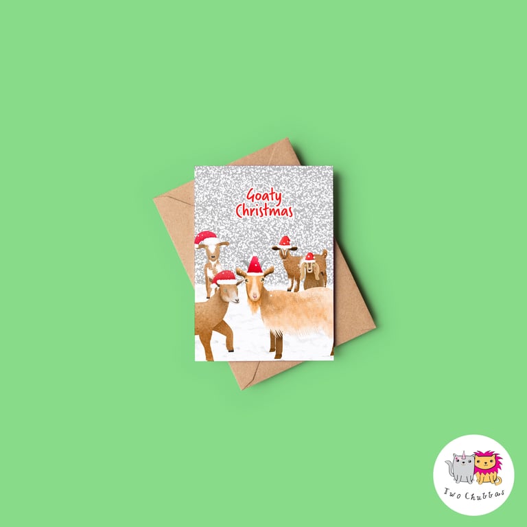 Goat Christmas Card, A6 Christmas Card, Cute Animal Christmas Card
