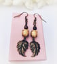 Vintage glass stone copper and beige earrings.  - Image 1