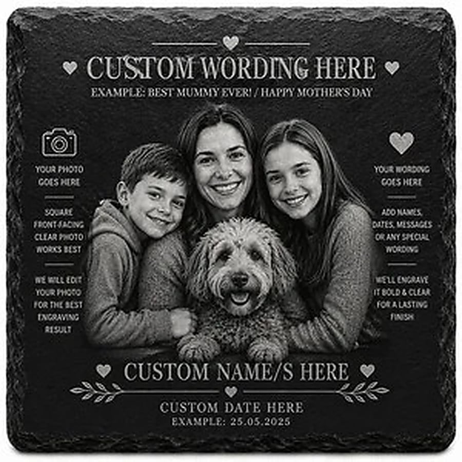 Image of Personlized Photo's Engraving on Slate Coaster