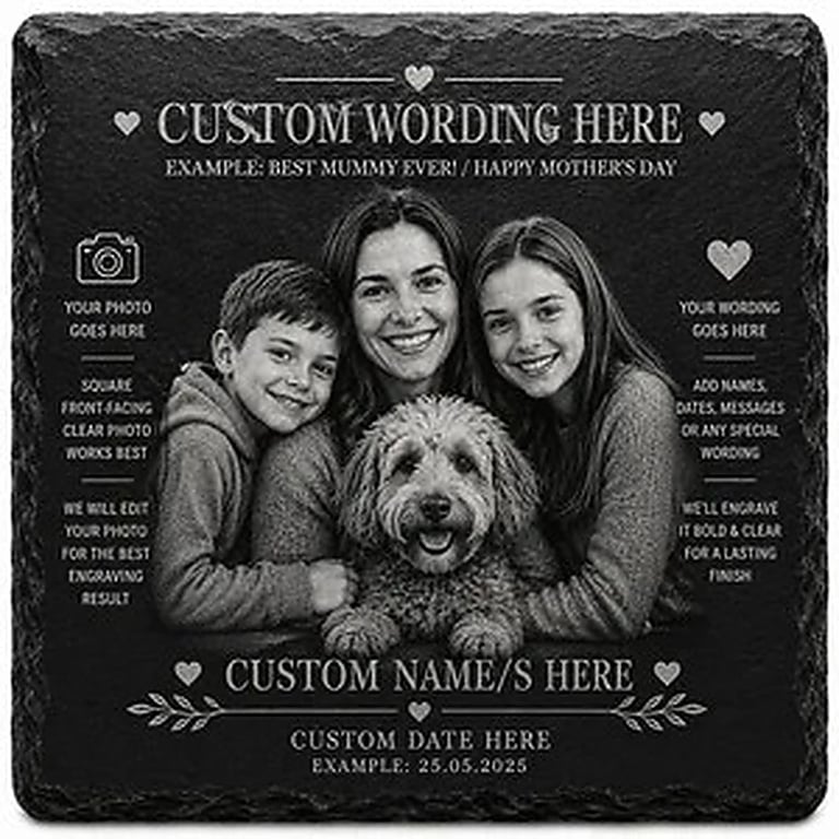Personlized Photo's Engraving on Slate Coaster