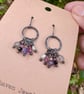 Dainty Vintage Earrings Hoops With Multi Gemstones Amethyst, Moonstone, Pearl - Image 5