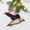 Wooden Puffin Decoration - Hand Painted