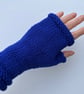 Fingerless Gloves Wrist Warmers Merino Wool Blue - Image 4