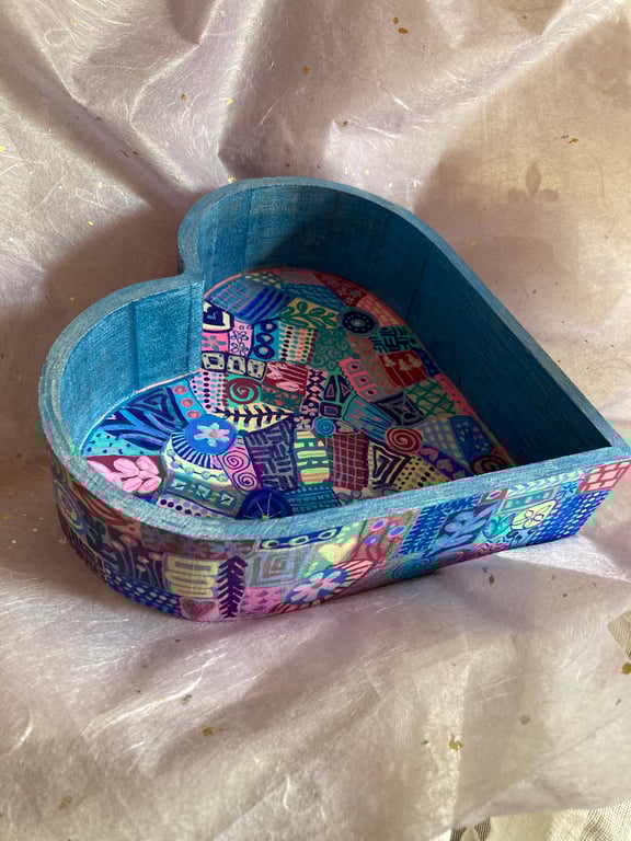 Hand painted wooden heart dish