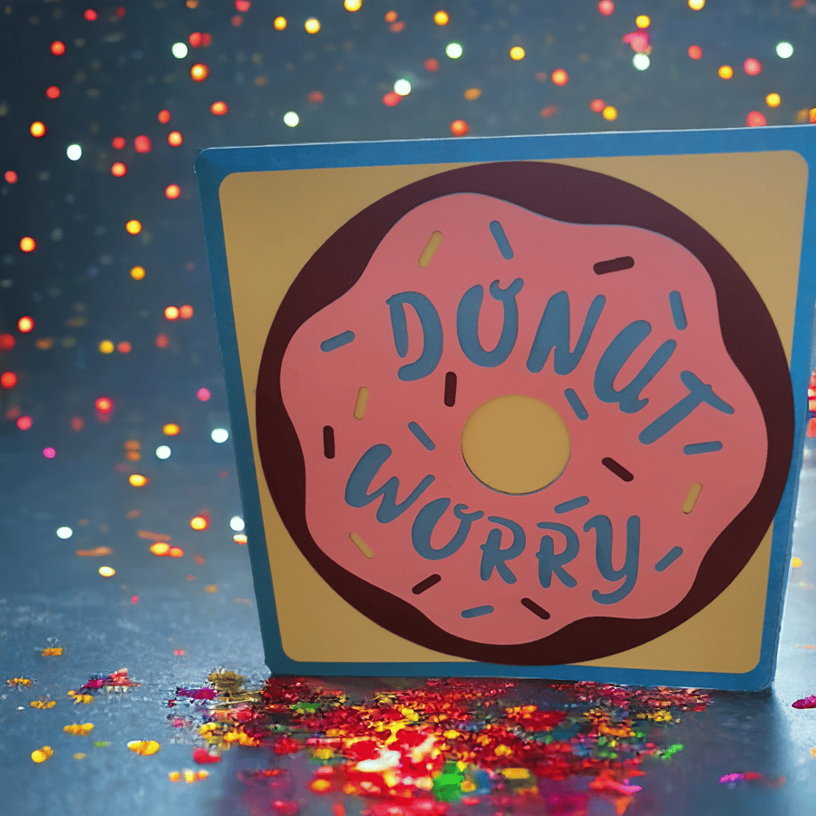 Handmade donut worry funny birthday card