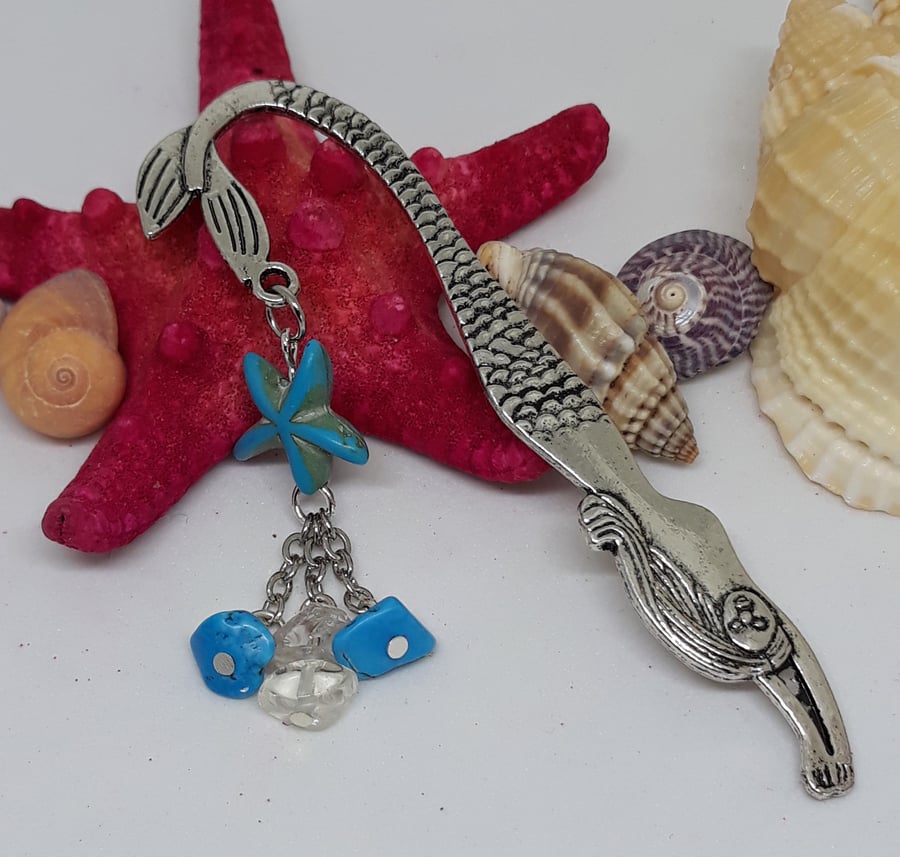SM23 Mermaid bookmark with turquoise starfish
