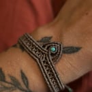 Macrame bracelet in taupe with Peruvian Turquoise