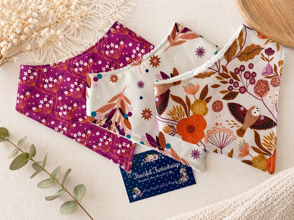 Trio of Bandana Baby Bibs, 3 piece Baby Bib Set