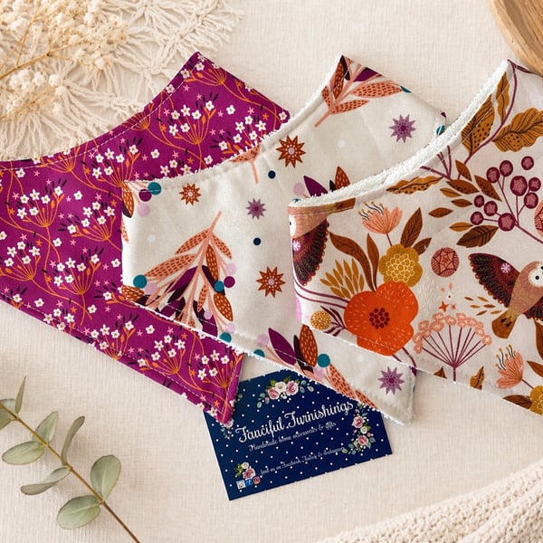 Trio of Bandana Baby Bibs, 3 piece Baby Bib Set