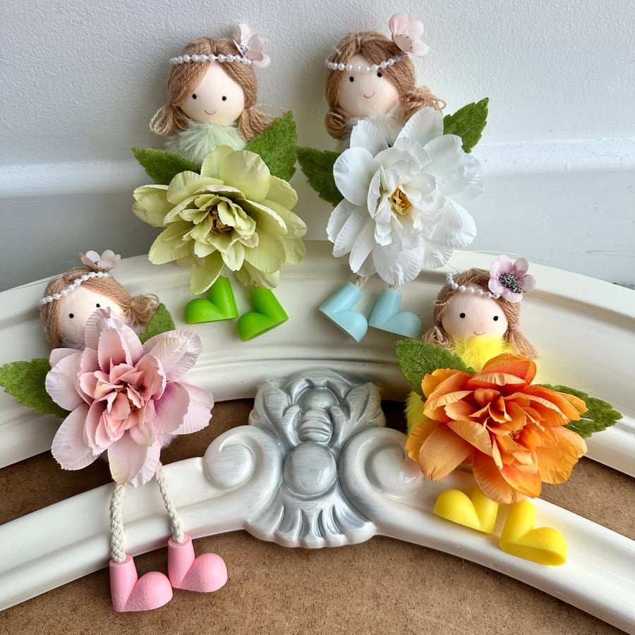 Flower doll hanging ornament for girl fairy birthday party nursery decor for her