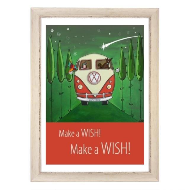 "Wish" print white frame