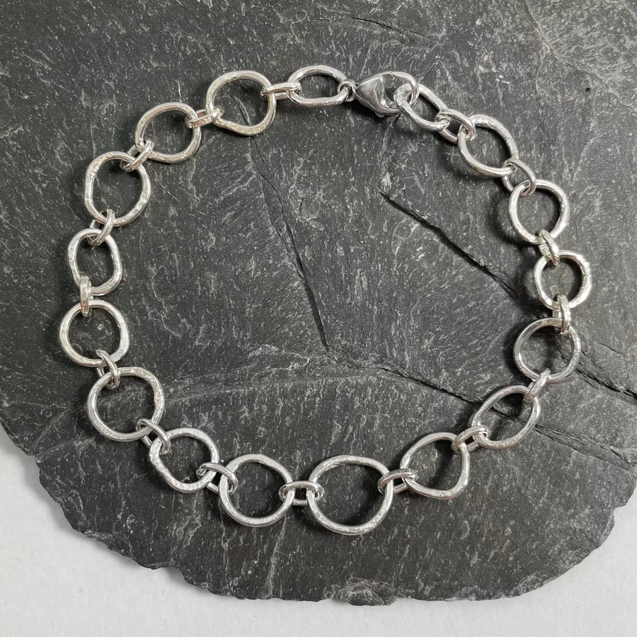 Sterling silver handmade chain link bracelet 