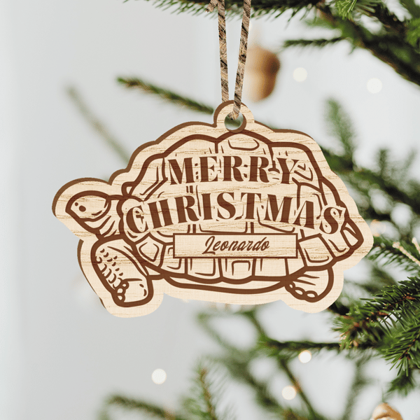 Christmas Tortoise Bauble: Personalised Pet Name Christmas Decor, Tortoise Lover