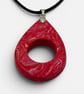 Red and White Marbled Glasses Holder Necklace Shimmer Teardrop Pendant