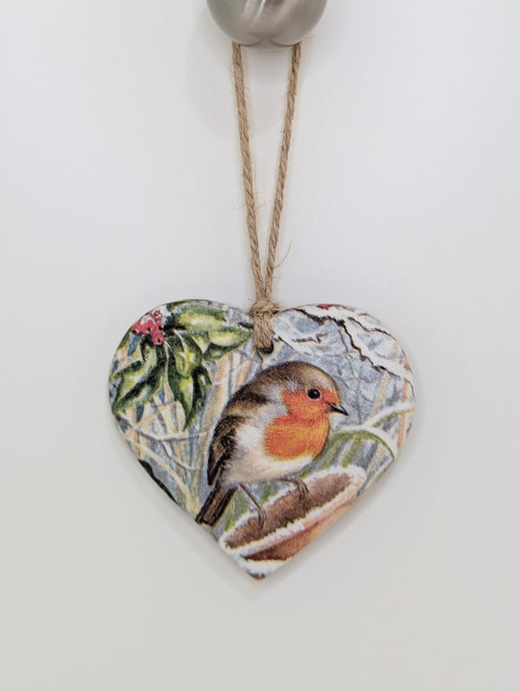 Robin Christmas decoration, clay hanging tree decoration, window decoration 