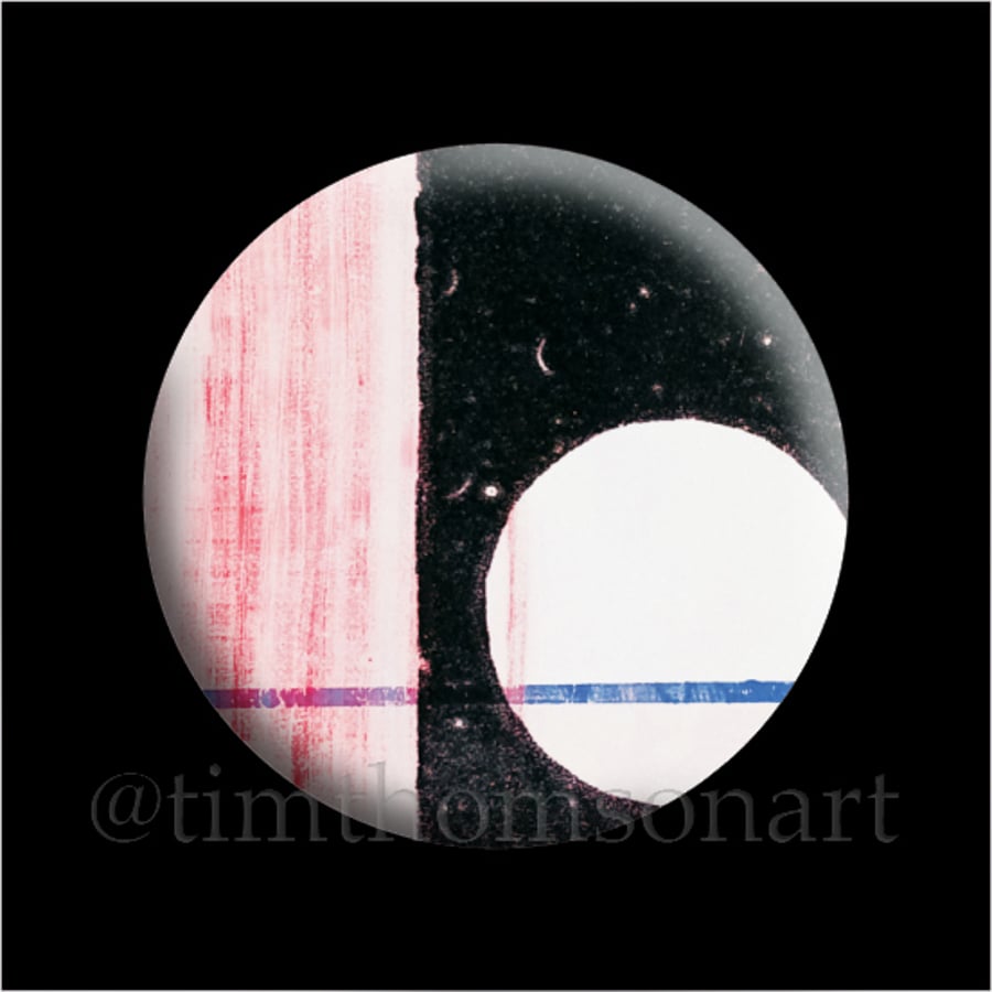 Original abstract monoprint, art inspired by poetry, as a button pin badge 25mm