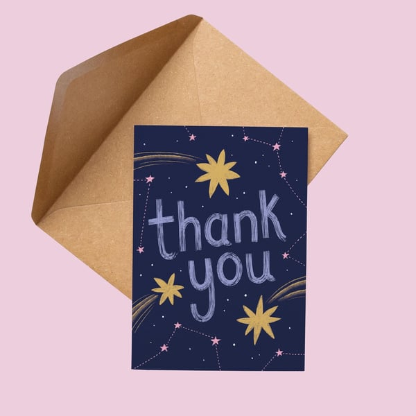 Galaxy Thank You Card: Sci-Fi Starry Greetings