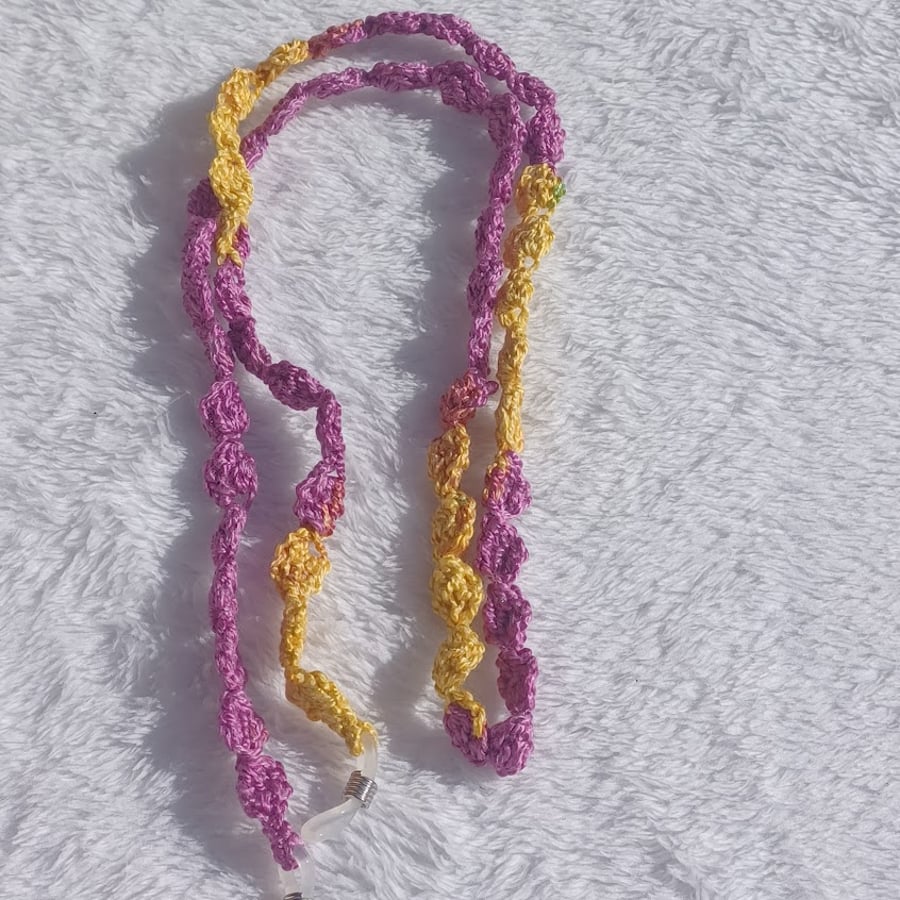 Sunglasses chain, purple yellow cotton reading glasses chain, sunglass cord