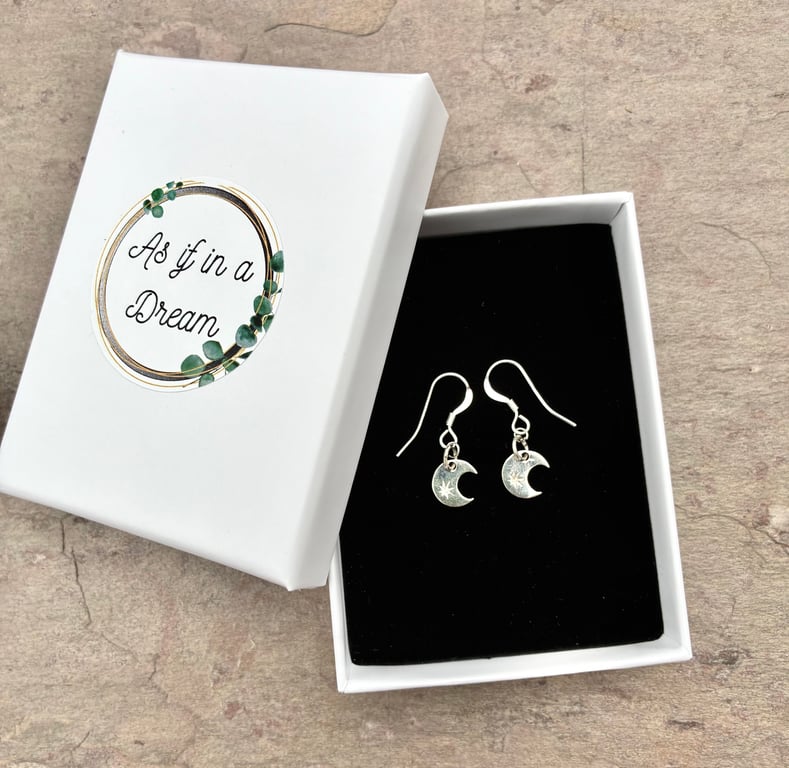 Elegant Crescent Moon Sterling Silver Earrings