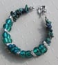 Green Silver-Foil and Teal Chrysocolla Gemstone Beaded Bracelet - Image 6