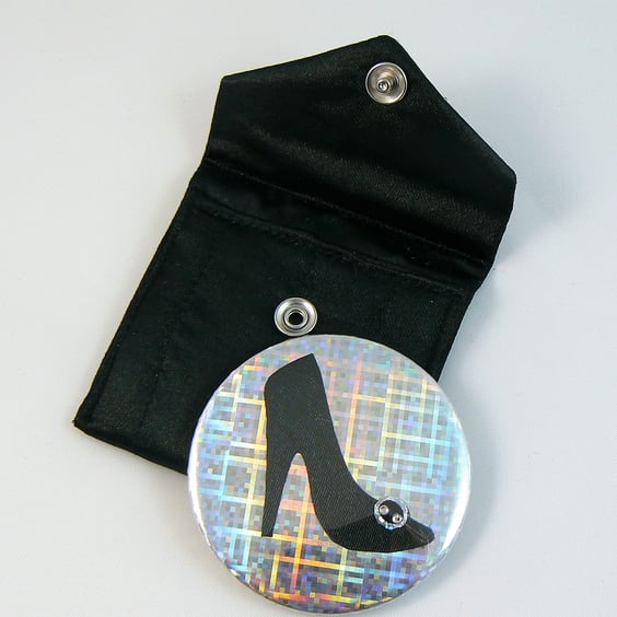  pocket mirror with pouch ( Black shoe)