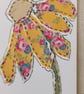 Handmade Flower Collage Notecard - Eco Friendly Flat Card (A6) Yellow - Image 2