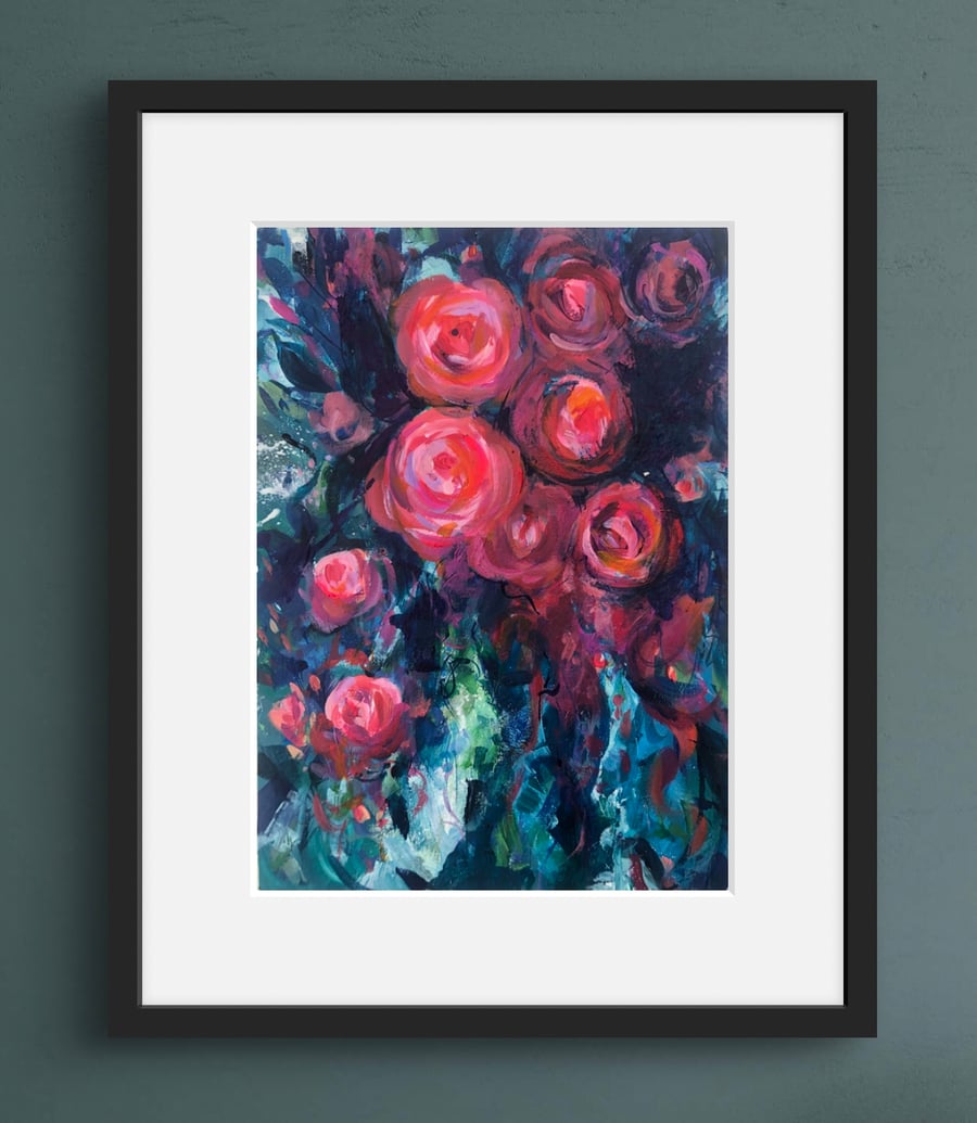Tutti Frutti Art Print, Abstract Floral, A4 