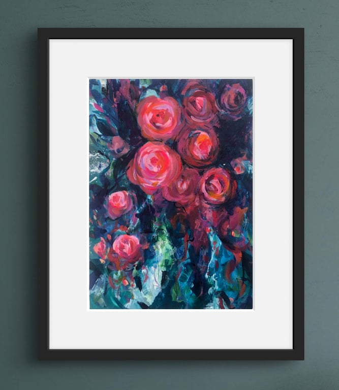 Tutti Frutti Art Print, Abstract Floral, A4 