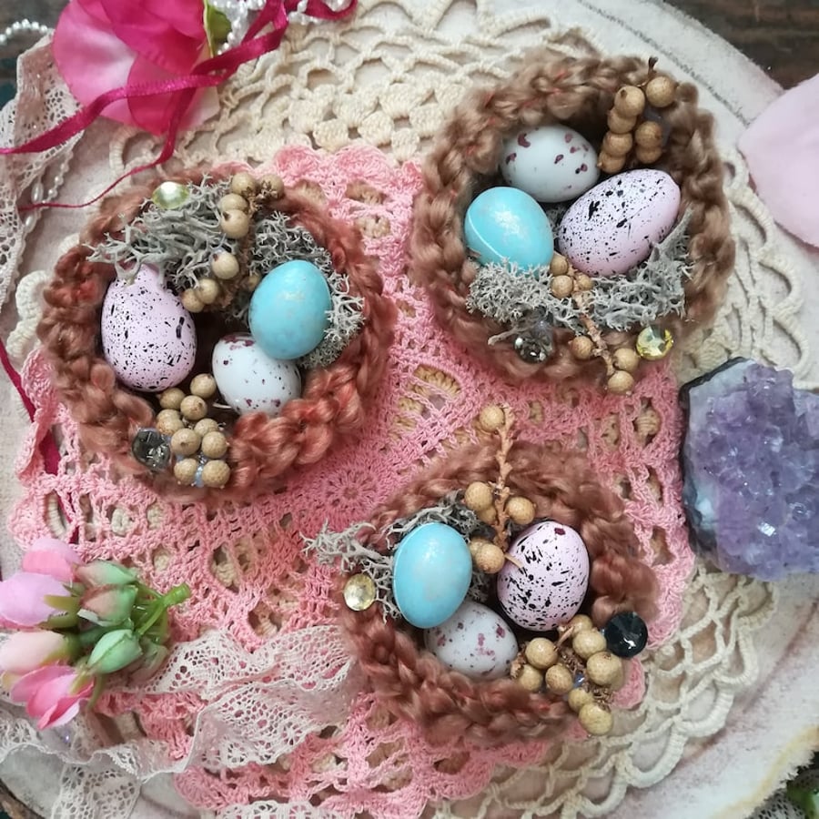 Crochet Art Fae Egg Nest Faerie Forest 