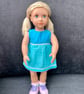 Two tone turquoise Boating Summer dress fits OG and Tiny Tears Baby Born  dolls