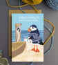 Happy Birthday Card Puffin Funny Yorkshire puffins  - Image 1