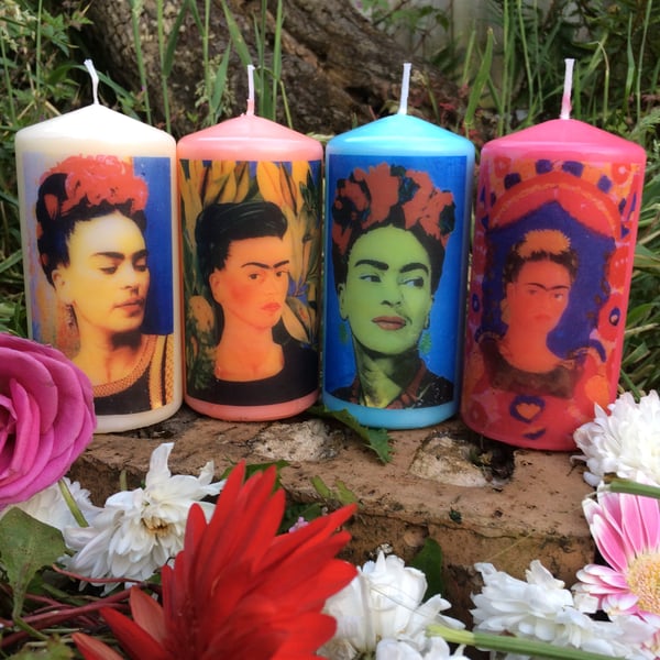 Four Mexican Frida Kahlo Kitsch Scented Candles
