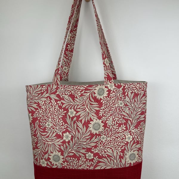 Arts and Crafts style fabric, William Morris inspired fabric, Large Shopping Bag