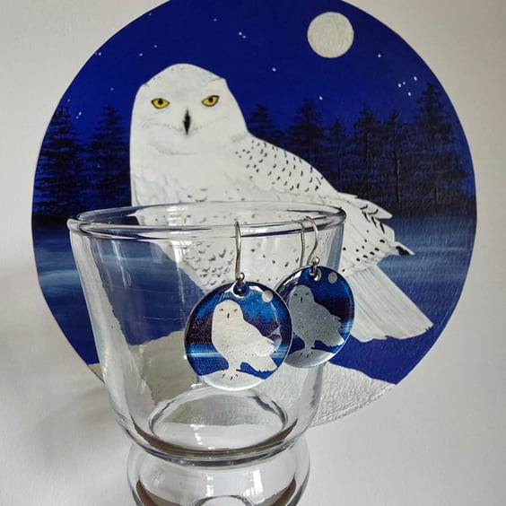 Snowy Owl Aluminium Standard Earrings