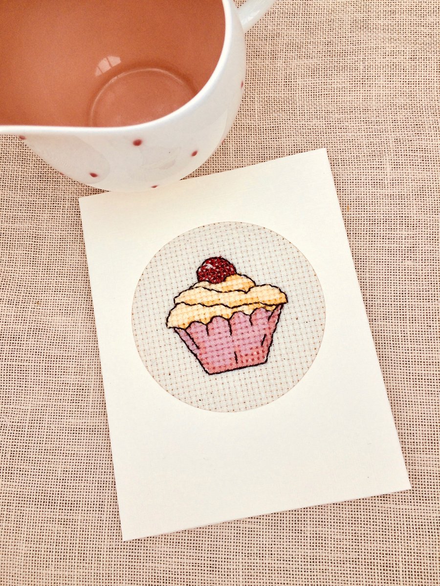Cupcake Cross Stitch Card