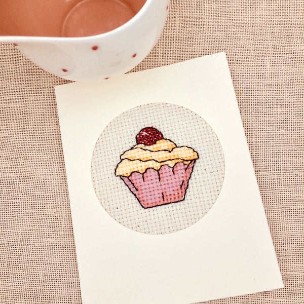 Cupcake Cross Stitch Card