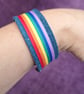 Upcycled Denim Rainbow LGBT Pride Wristband Cuff Bracelet - Free Postage - Image 7