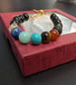 7 Chakra Genuine Gemstone Healing Bracelet – Black Agate & Lava Stone Adjustable - Image 2