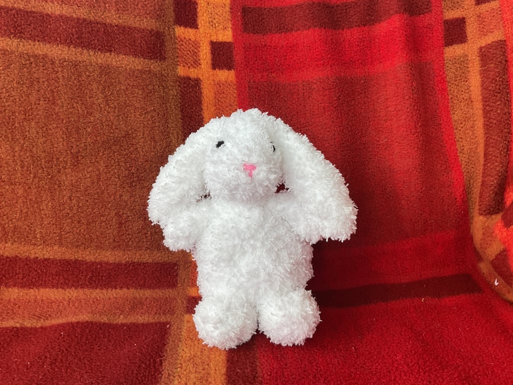 Crochet fluffy white bunny 