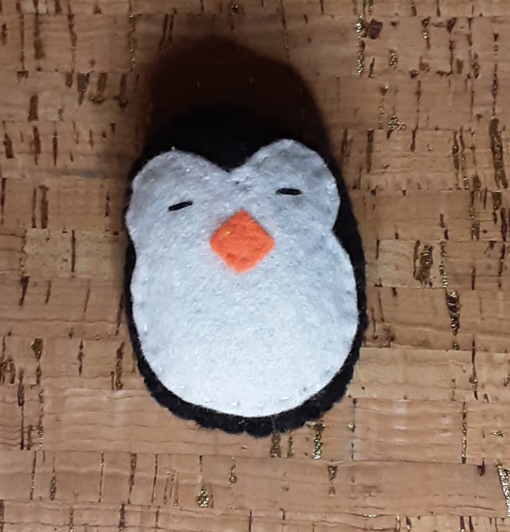 Sleeping Penguin Felt Brooch