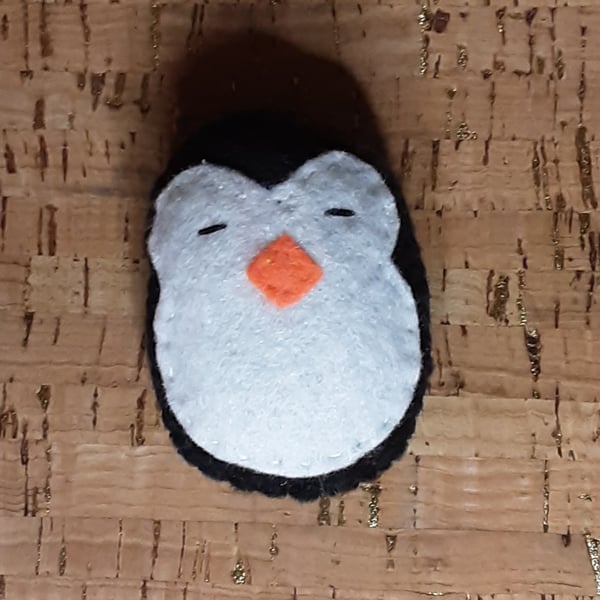 Sleeping Penguin Felt Brooch