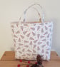 Reusable fabric Christmas gift bag; little trees