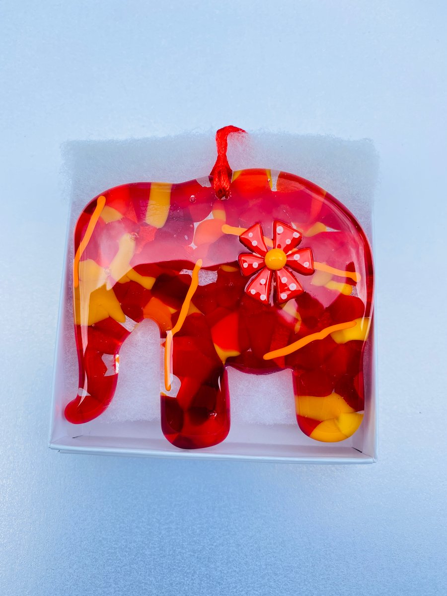 Gorgeous fused glass elephant wall hanging 