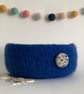 SALE...FELTED 'FUSSPOT' BOWL, desk tidy .Cobalt (with Liberty fabric button). - Image 4