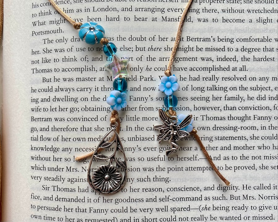 Blue Fairy Cottagecore Book Lover Charm Bookmark